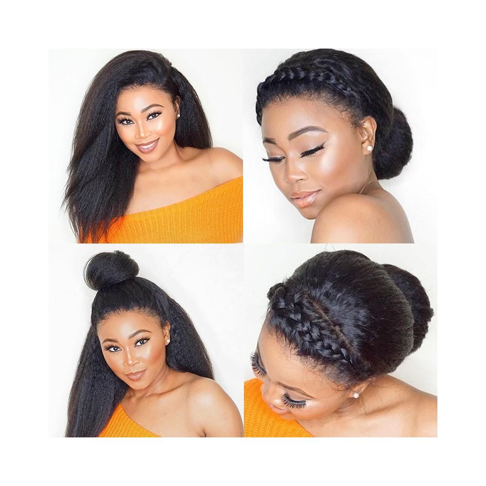 Kinky Straight 13x6 Transparent Lace Frontal Brazilian Human Hair Wigs - GlamAura