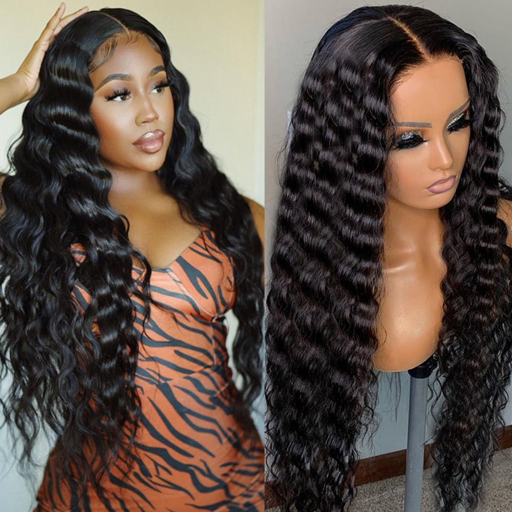 Loose Deep Wave 13x6 Transparent Lace Frontal Brazilian Human Hair Wig - GlamAura