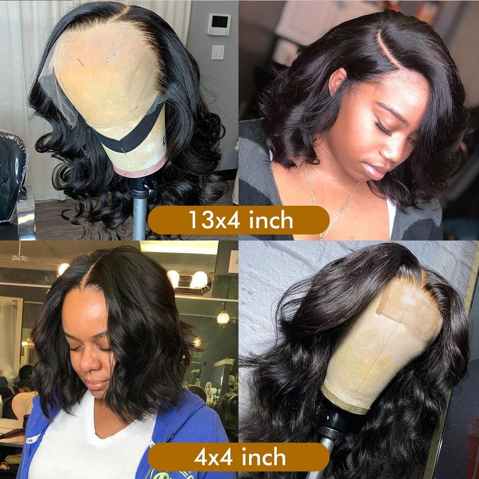 180% Density Body Wave 4x4 Short Bob 13x4 Lace Front Human Hair Wig - GlamAura