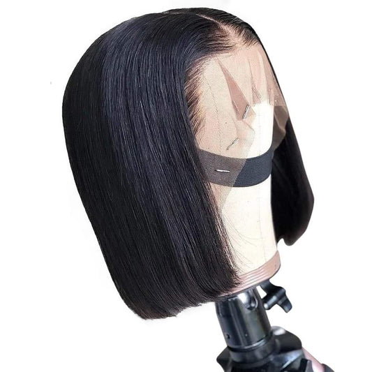 180% Density Straight 4x4 Short Bob 13x4 Lace Front Human Hair Wig - GlamAura
