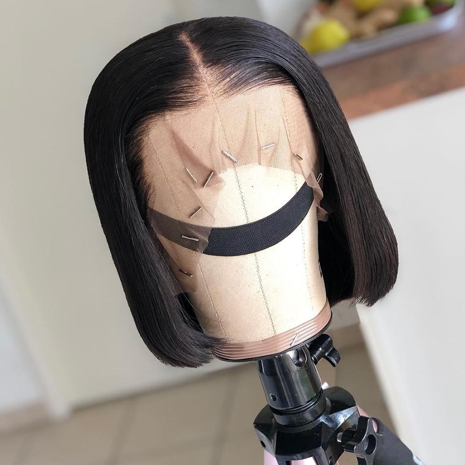 180% Density Straight 4x4 Short Bob 13x4 Lace Front Human Hair Wig - GlamAura