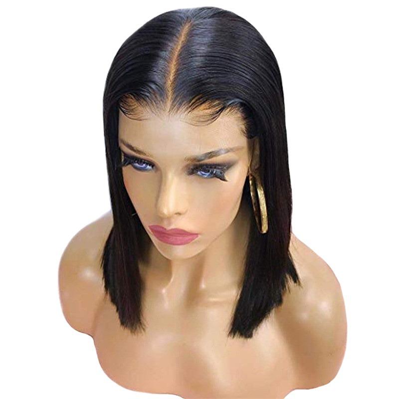 180% Density Straight 4x4 Short Bob 13x4 Lace Front Human Hair Wig - GlamAura