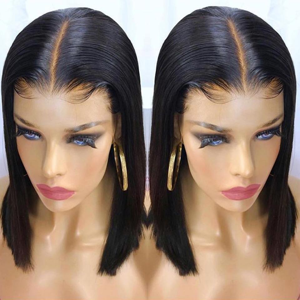 180% Density Straight 4x4 Short Bob 13x4 Lace Front Human Hair Wig - GlamAura