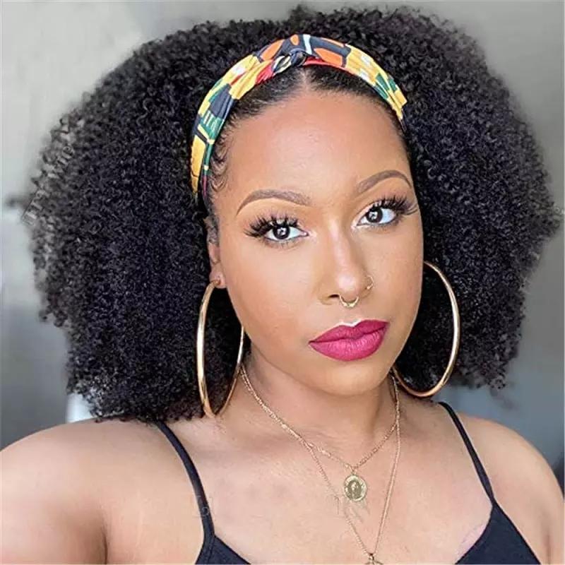 BeuMax Headband Afro Kinky curly Scarf Human Hair Wigs - GlamAura