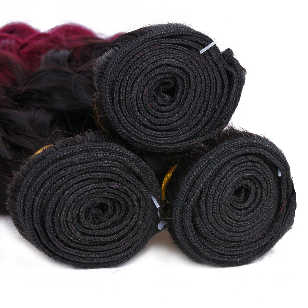 Burg 10A Grade Water Wave #1B/Burgundy BUNDLES with CLOSURES & FRONTAL - GlamAura