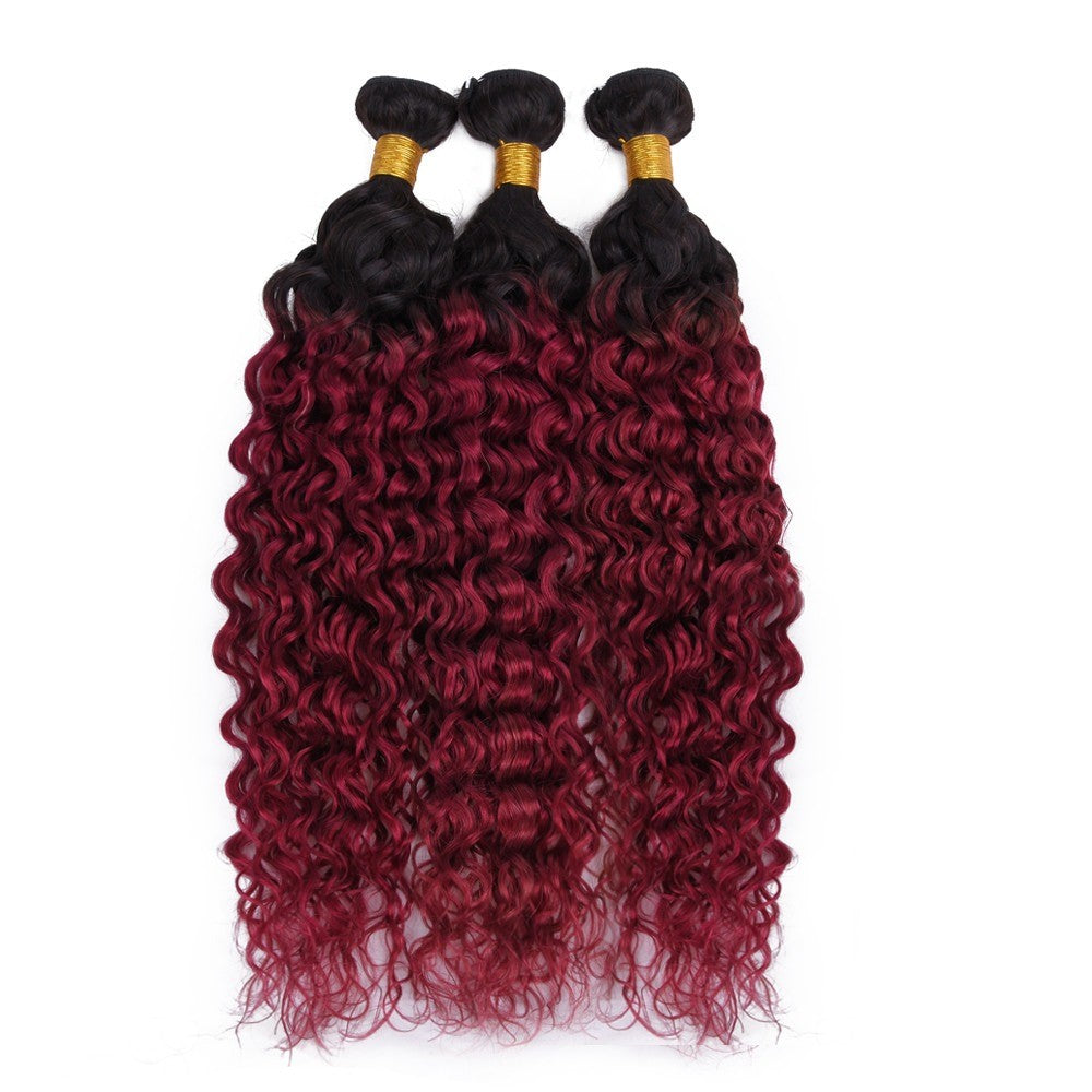 Burg 10A Grade Water Wave #1B/Burgundy BUNDLES with CLOSURES & FRONTAL - GlamAura