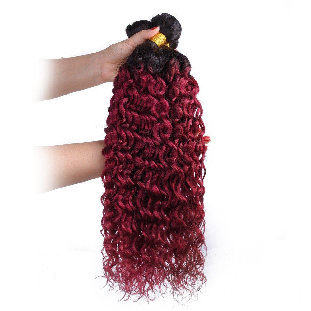 Burg 10A Grade Water Wave #1B/Burgundy BUNDLES with CLOSURES & FRONTAL - GlamAura