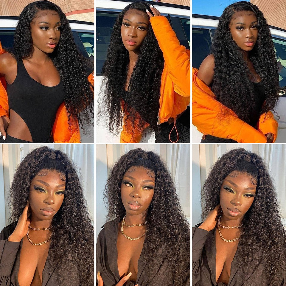 13x4 HD Transparent Lace Front Jerry Curl Human Hair Wigs 200% Density - GlamAura