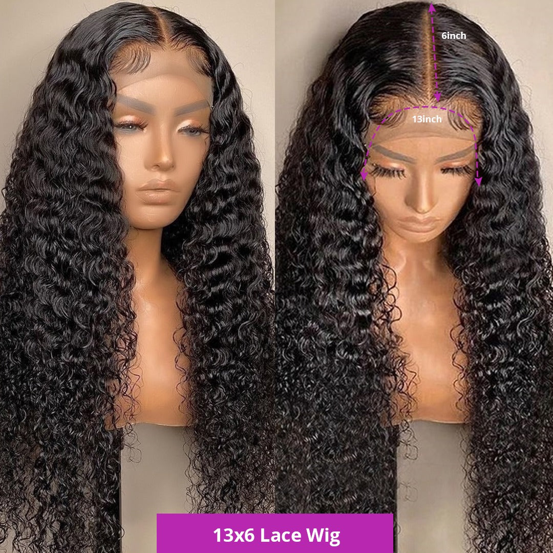 13x4 HD Transparent Lace Front Jerry Curl Human Hair Wigs 200% Density - GlamAura