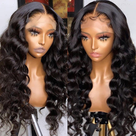 13x4 HD Transparent Lace Frontal Loose Body Wave Human Hair Wigs 180% - GlamAura