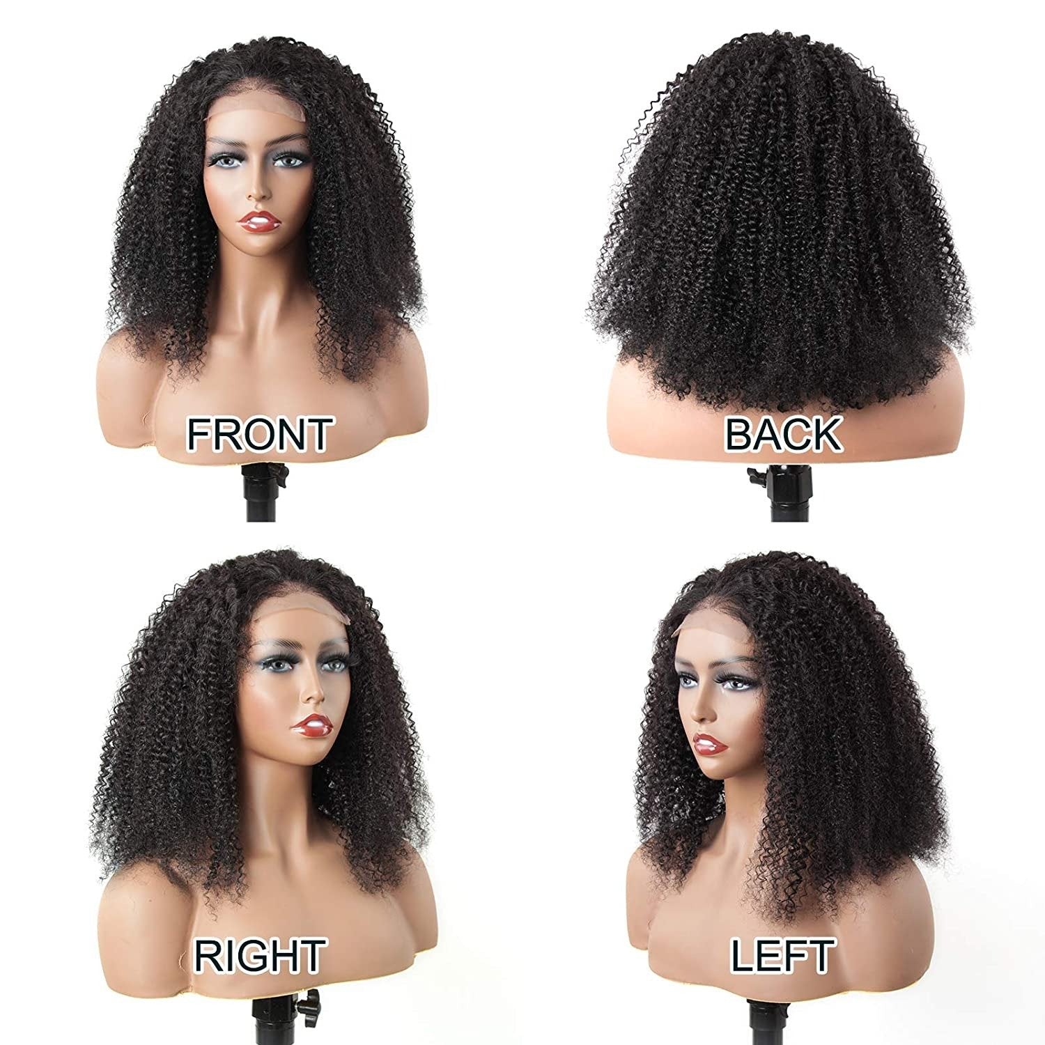 180% Density Full 4x4 Transparent Lace Front Afro Kinky Curly Human Ha - GlamAura