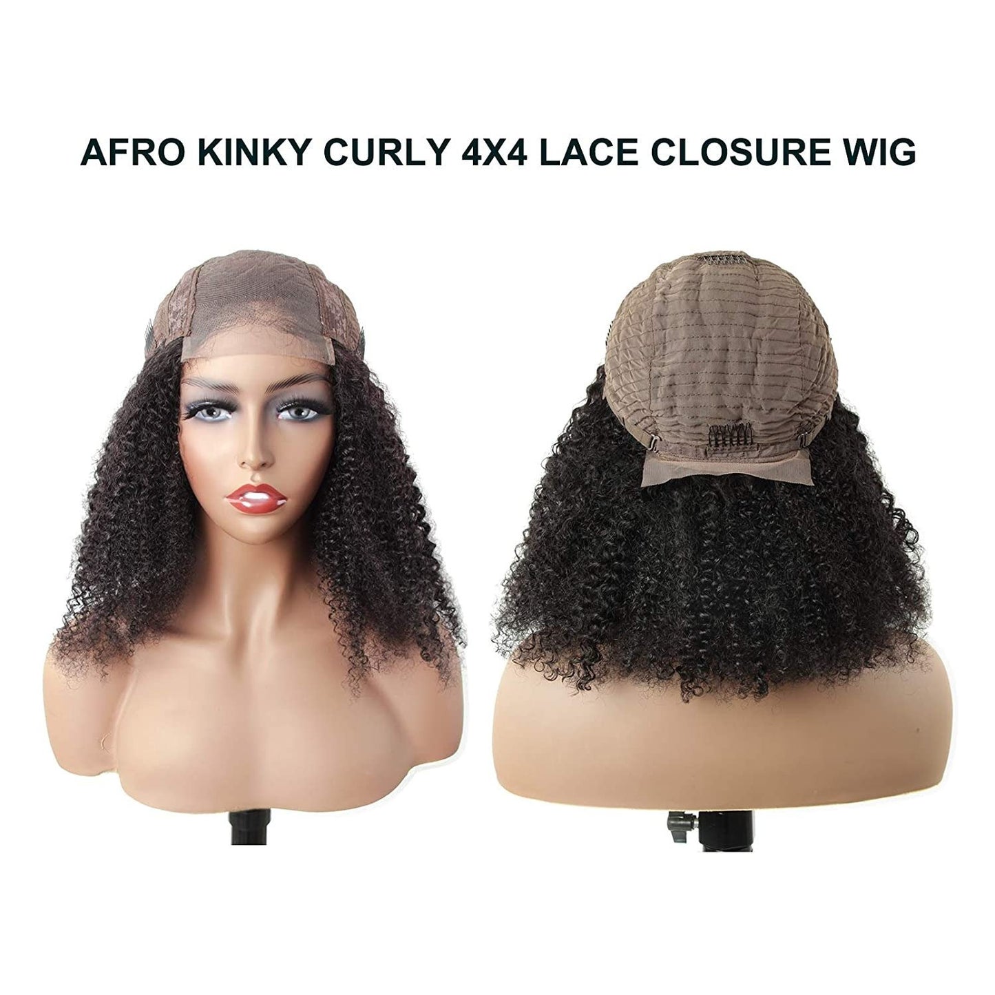 180% Density Full 4x4 Transparent Lace Front Afro Kinky Curly Human Ha - GlamAura