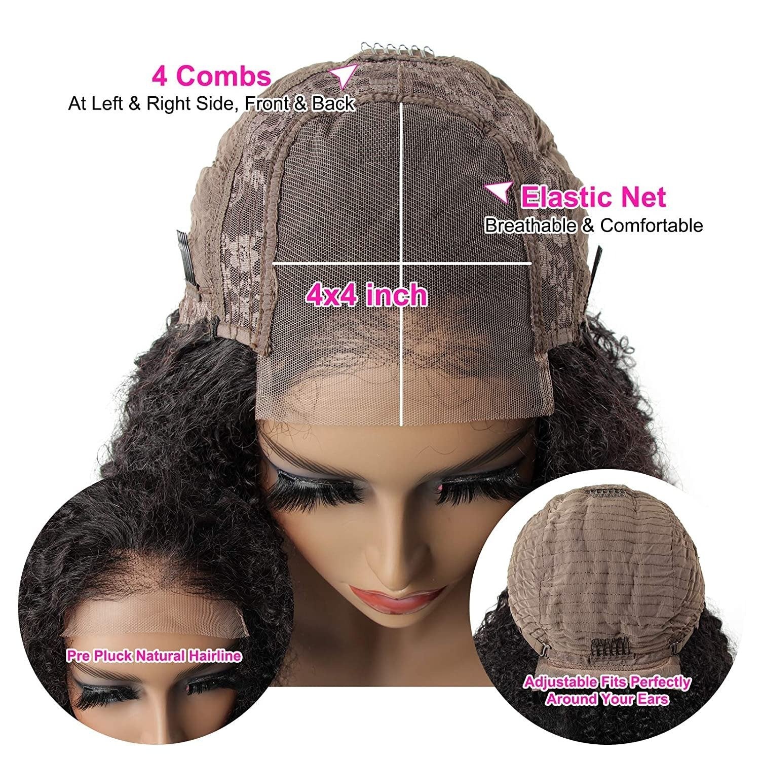 180% Density Full 4x4 Transparent Lace Front Afro Kinky Curly Human Ha - GlamAura