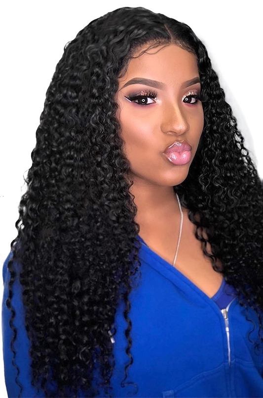 180% Density Full 4x4 Transparent Lace Front Kinky Curly Human Hair Wi - GlamAura