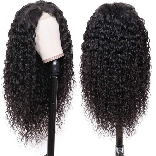 180% Density Full 4x4 Transparent Lace Front Water Wave Human Hair Wig - GlamAura