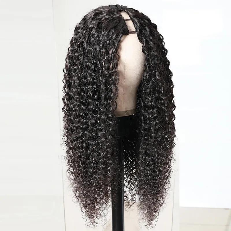 U Part Wig Jerry Curl Human Hair Wigs For Black Women Brazilian Remy H - GlamAura
