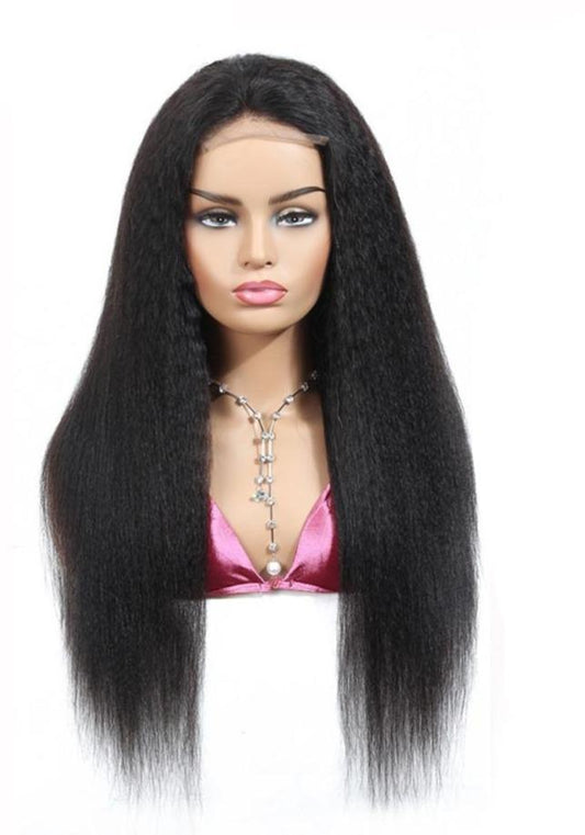 180% Density Full 4x4 Transparent Lace Front Kinky Straight Human Hair - GlamAura
