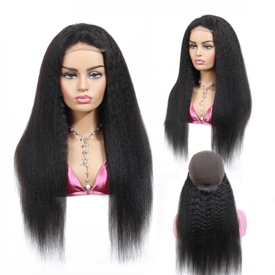 180% Density Full 4x4 Transparent Lace Front Kinky Straight Human Hair - GlamAura