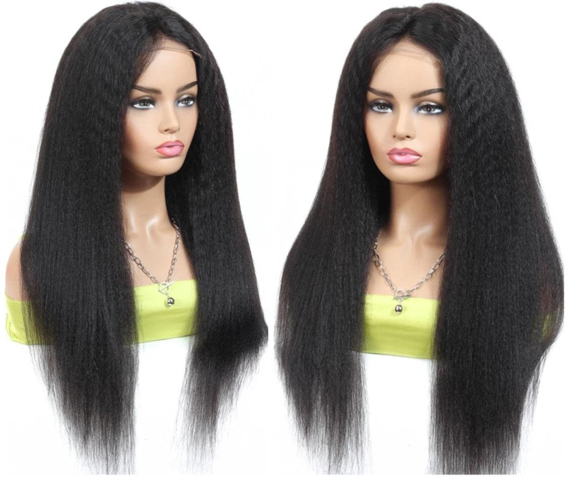 180% Density Full 4x4 Transparent Lace Front Kinky Straight Human Hair - GlamAura