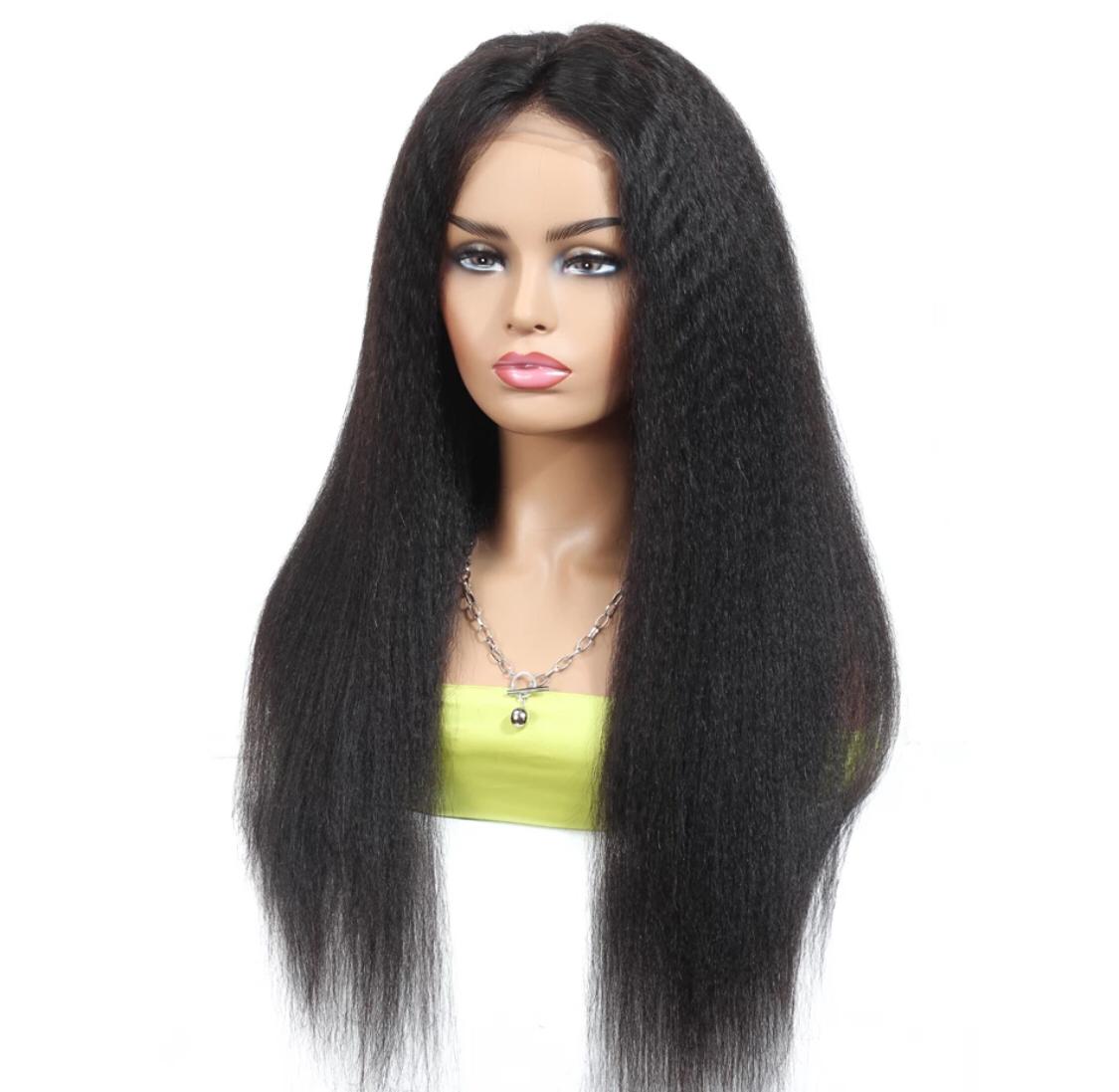180% Density Full 4x4 Transparent Lace Front Kinky Straight Human Hair - GlamAura