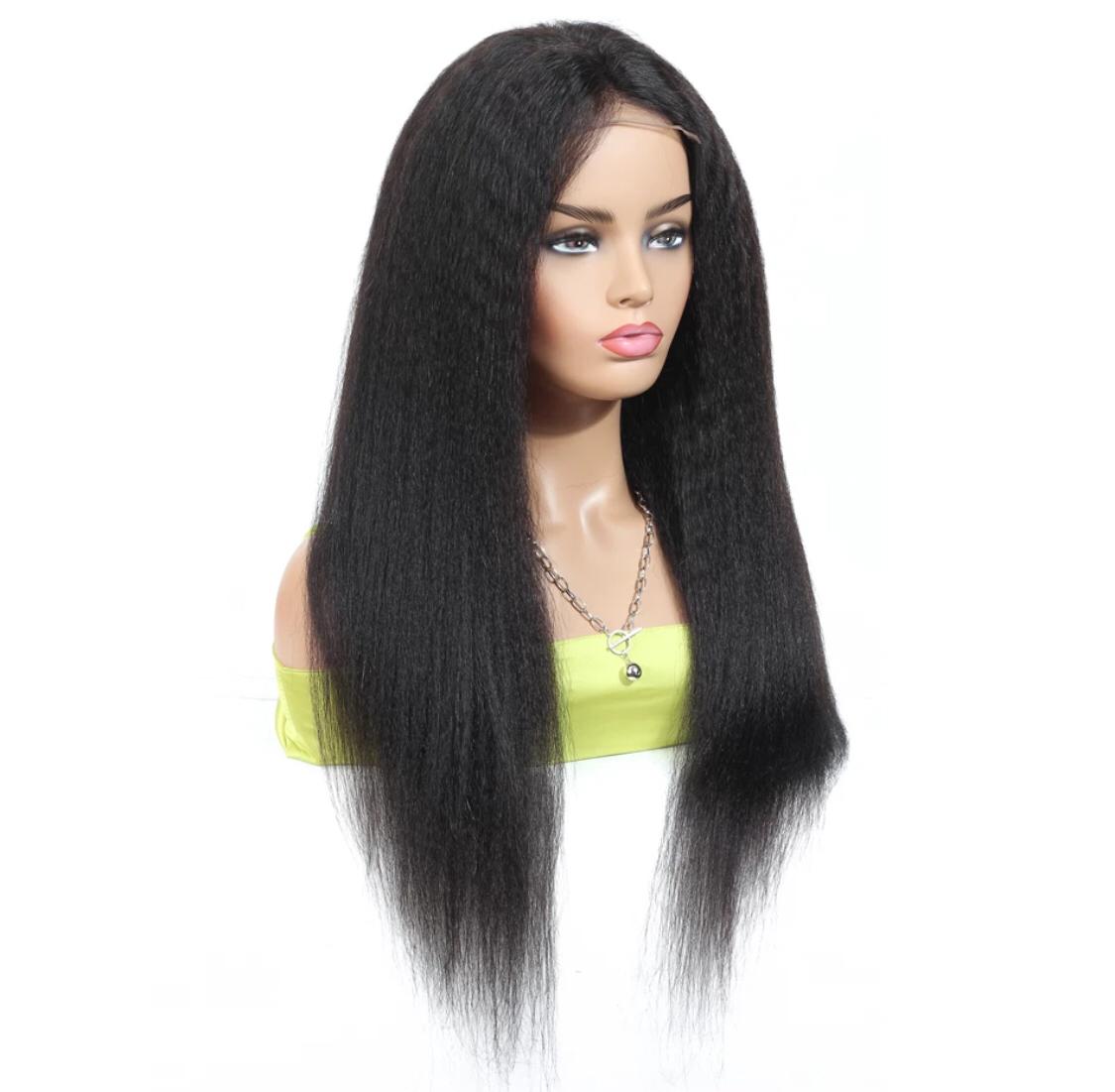 180% Density Full 4x4 Transparent Lace Front Kinky Straight Human Hair - GlamAura