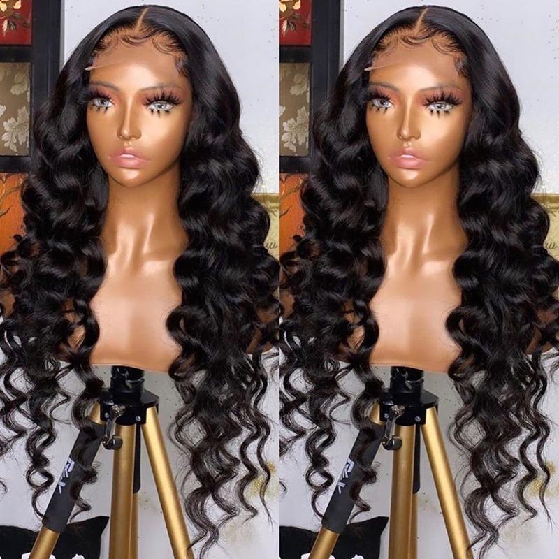 180% Density Full 4x4 Transparent Lace Front Loose Wave Human Hair Wig - GlamAura