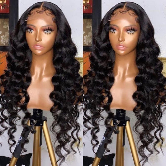 180% Density Full 4x4 Transparent Lace Front Loose Wave Human Hair Wig - GlamAura