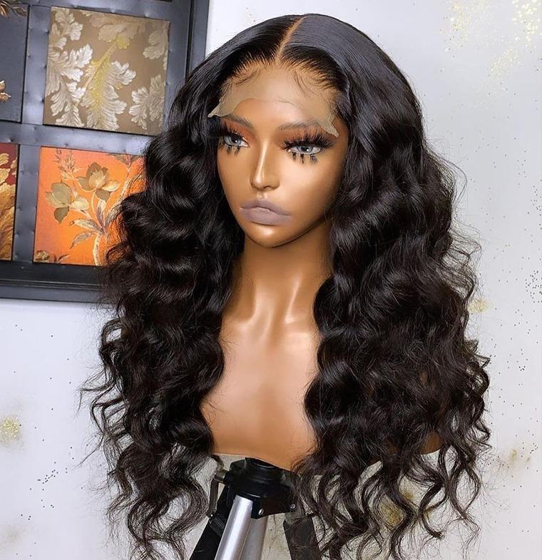 180% Density Full 4x4 Transparent Lace Front Loose Wave Human Hair Wig - GlamAura