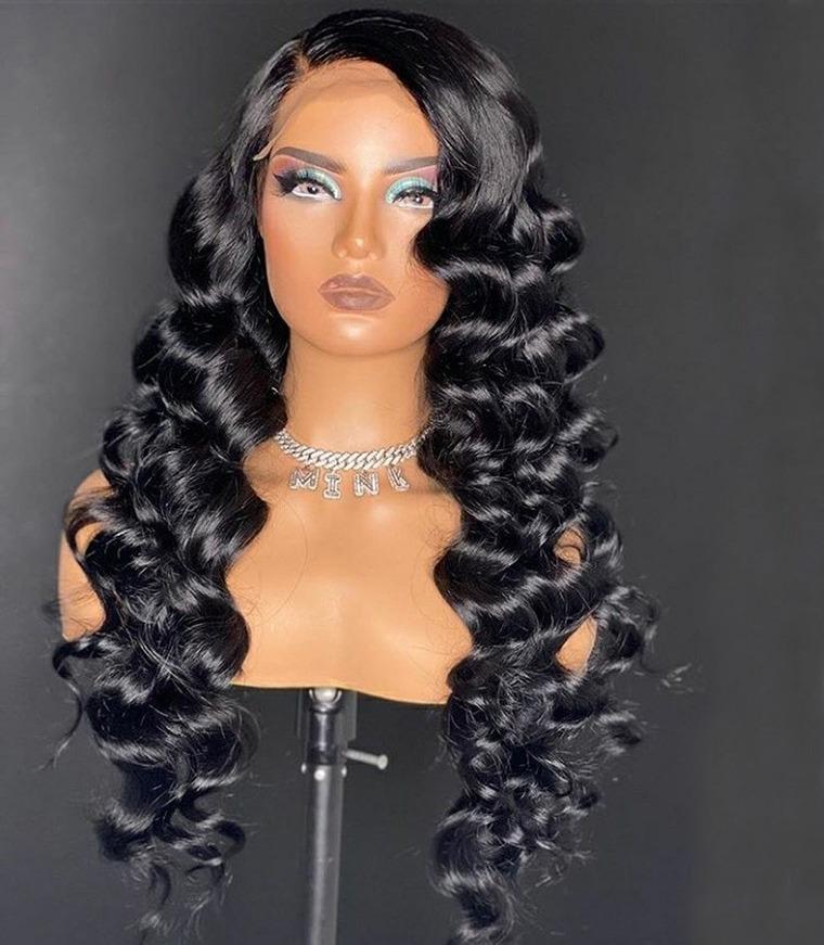 180% Density Full 4x4 Transparent Lace Front Loose Wave Human Hair Wig - GlamAura