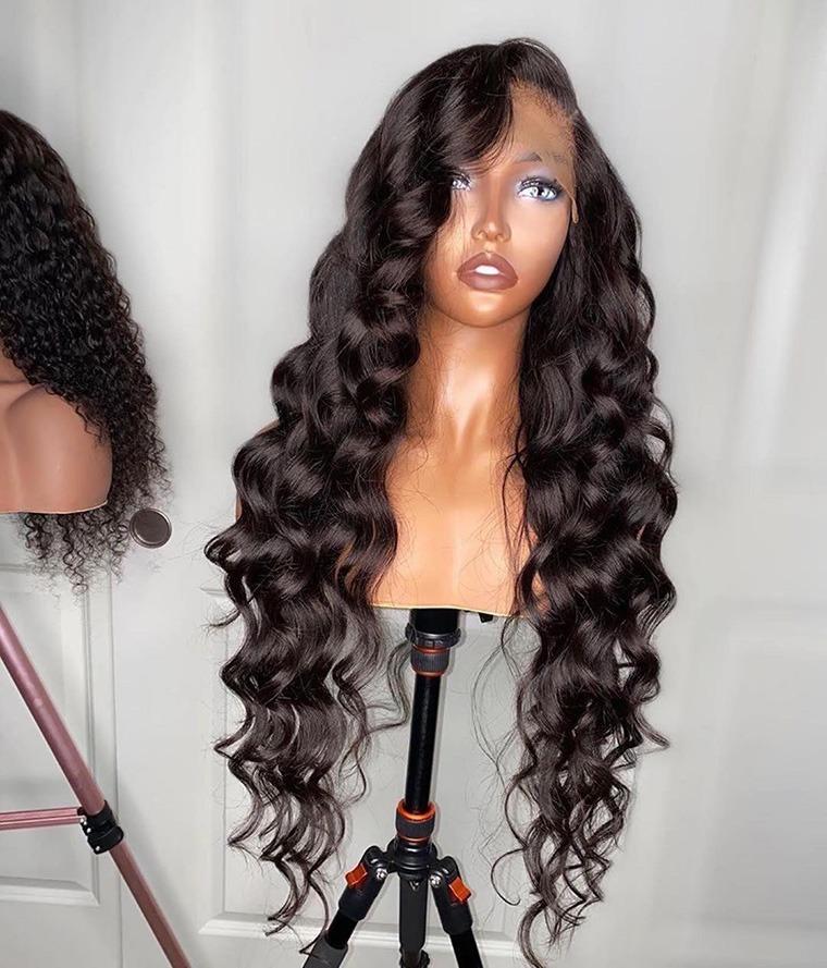 180% Density Full 4x4 Transparent Lace Front Loose Wave Human Hair Wig - GlamAura