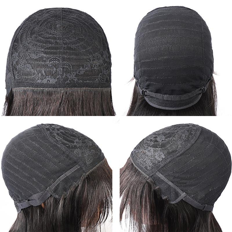 Body Wave Human Hair Wigs With Bangs Full Machine Made Brazilian Human - GlamAura