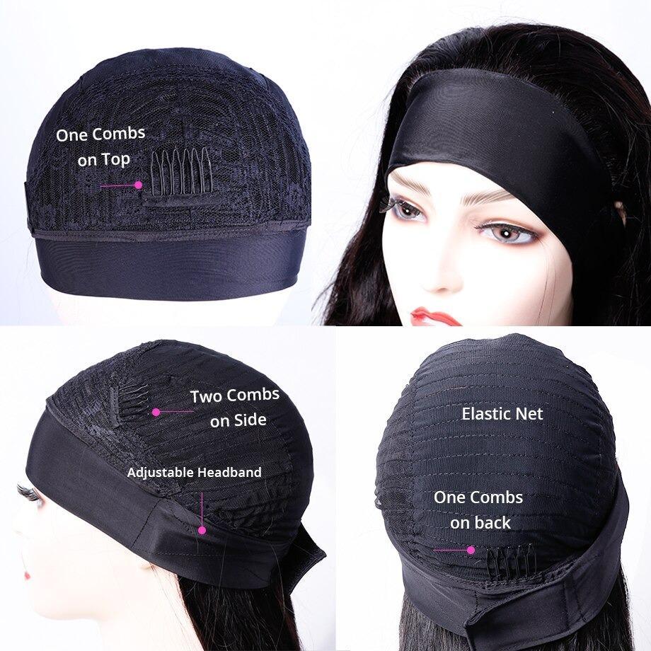 Headband Wig Straight Human Hair Scarf Wig No GLUE Easy Wear for Women - GlamAura