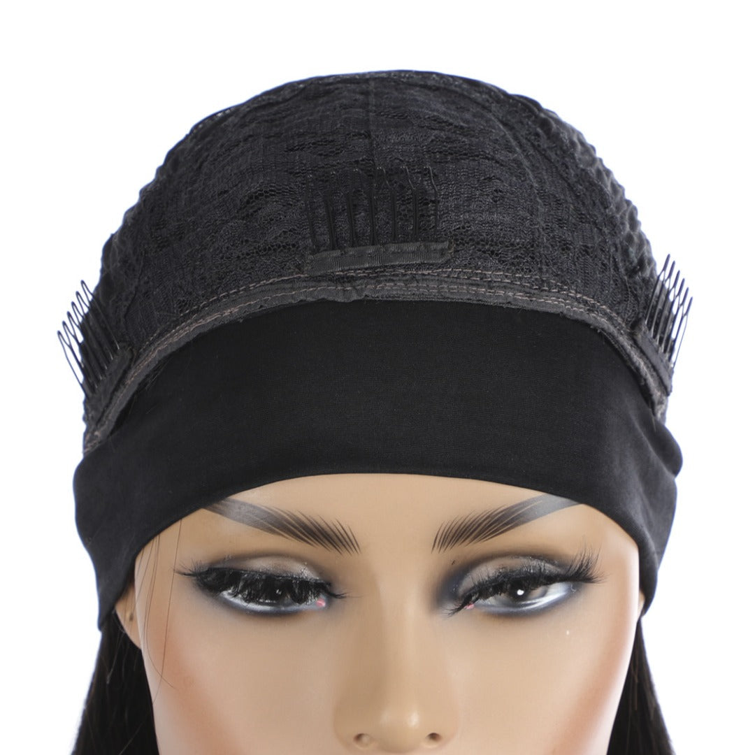 Headband Wig Straight Human Hair Scarf Wig No GLUE Easy Wear for Women - GlamAura