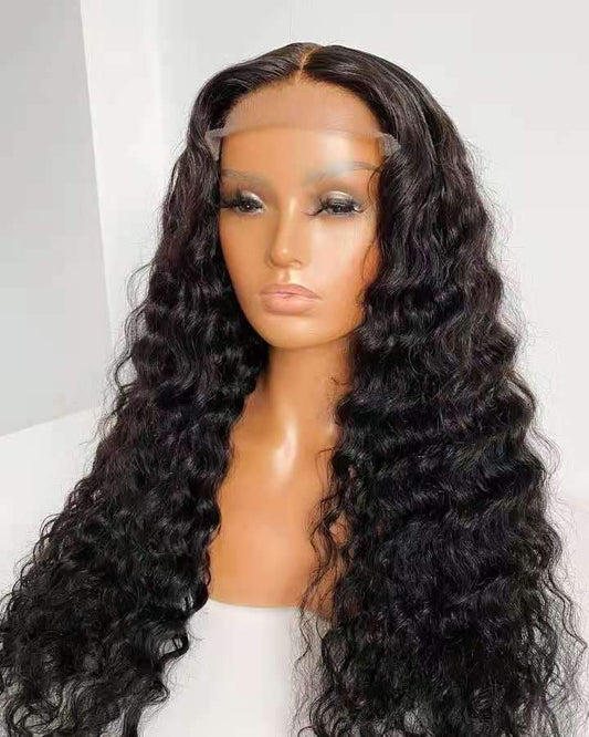 180% Density Full 4x4 Transparent Lace Front Deep Wave Human Hair Wigs - GlamAura