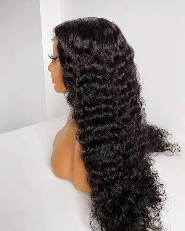 180% Density Full 4x4 Transparent Lace Front Deep Wave Human Hair Wigs - GlamAura