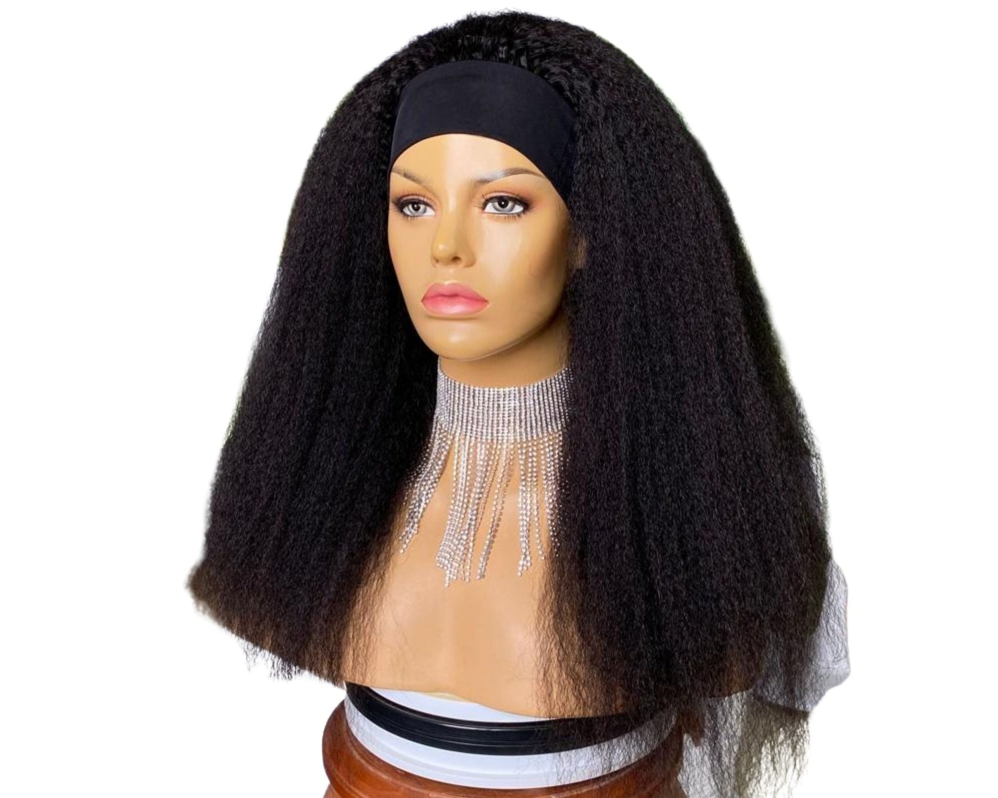 Headband Wig Kinky Straight Human Hair Scarf Wig No GLUE Easy Wear - GlamAura