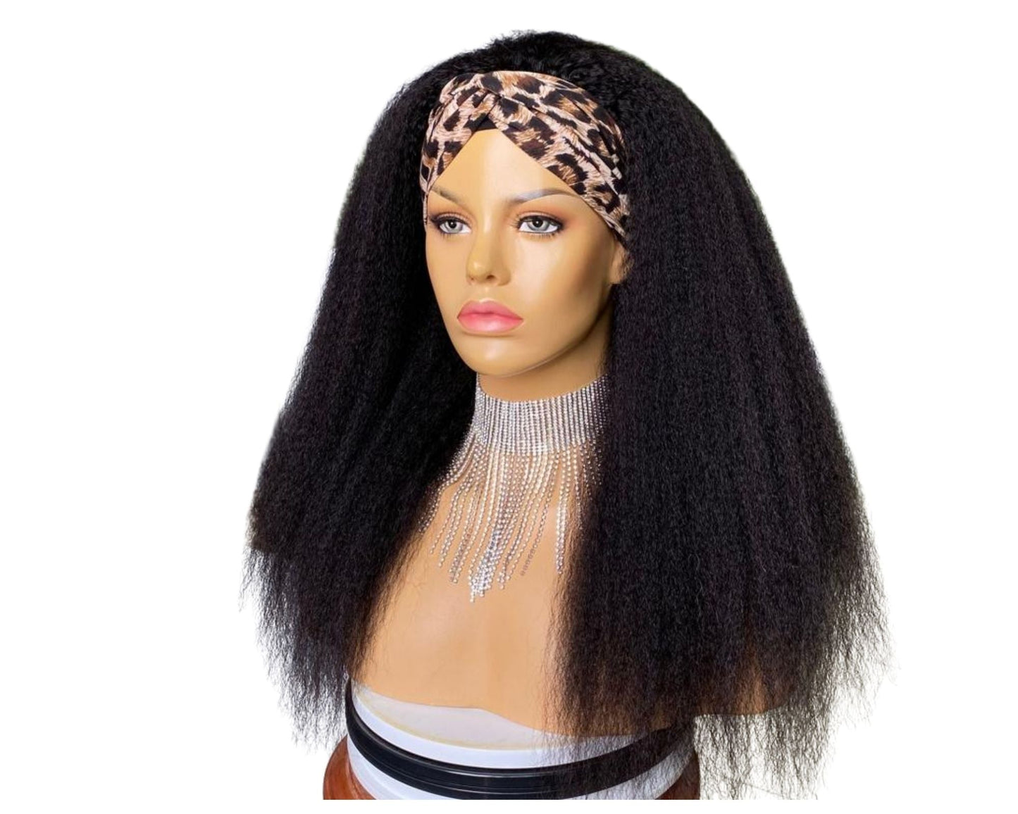 Headband Wig Kinky Straight Human Hair Scarf Wig No GLUE Easy Wear - GlamAura