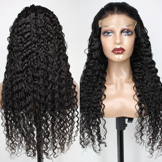 180% Density Full 4x4 Transparent Lace Front Jerry Curl Human Hair Wig - GlamAura