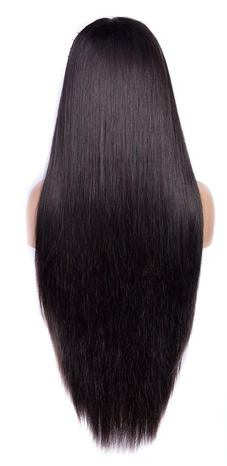 Straight Human Hair Wigs With Bangs Full Machine Made Brazilian Human - GlamAura