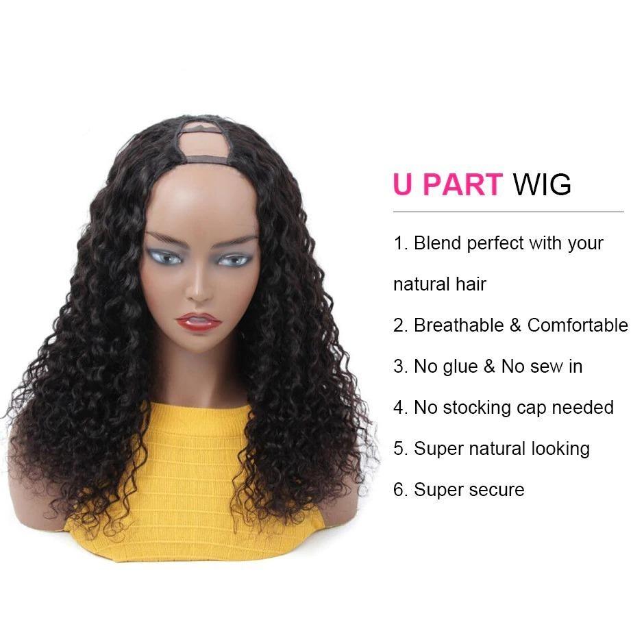 U Part Wig Deep Wave Human Hair Wigs For Black Women Brazilian Remy Ha - GlamAura