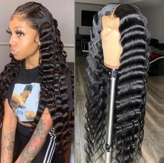 180% Density Full 4x4 Transparent Lace Front Loose Deep Human Hair Wig - GlamAura