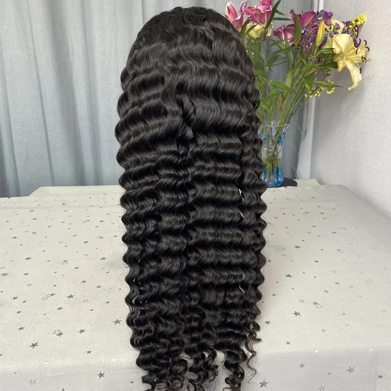 180% Density Full 4x4 Transparent Lace Front Loose Deep Human Hair Wig - GlamAura