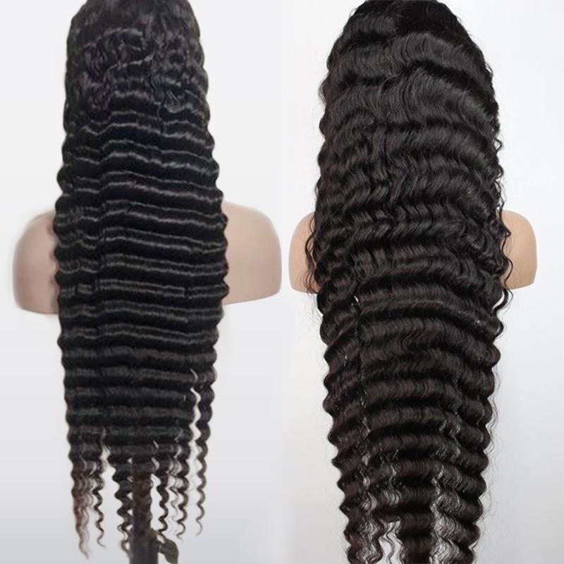180% Density Full 4x4 Transparent Lace Front Loose Deep Human Hair Wig - GlamAura