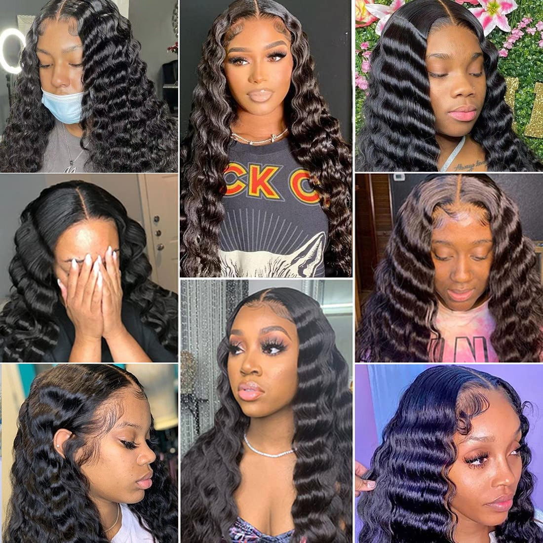 180% Density Full 4x4 Transparent Lace Front Loose Deep Human Hair Wig - GlamAura