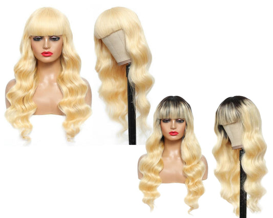 #1B/613 Body Wave 180% Density #613 Wig with Bang 200% Density Human H - GlamAura