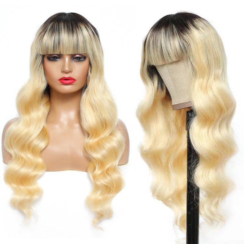 #1B/613 Body Wave 180% Density #613 Wig with Bang 200% Density Human H - GlamAura
