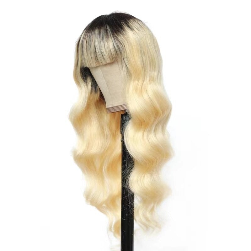 #1B/613 Body Wave 180% Density #613 Wig with Bang 200% Density Human H - GlamAura
