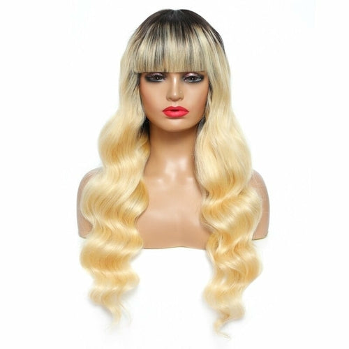 #1B/613 Body Wave 180% Density #613 Wig with Bang 200% Density Human H - GlamAura