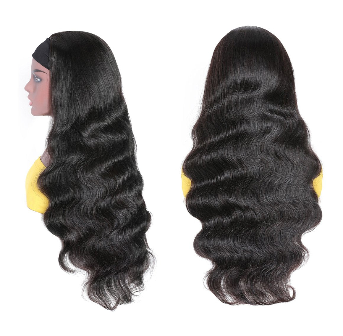 Headband Human Hair Scarf Wig Body Wave No GLUE Easy Wear for Women 18 - GlamAura