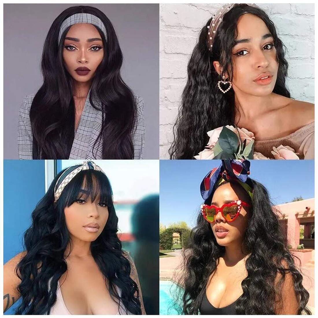 Headband Human Hair Scarf Wig Body Wave No GLUE Easy Wear for Women 18 - GlamAura